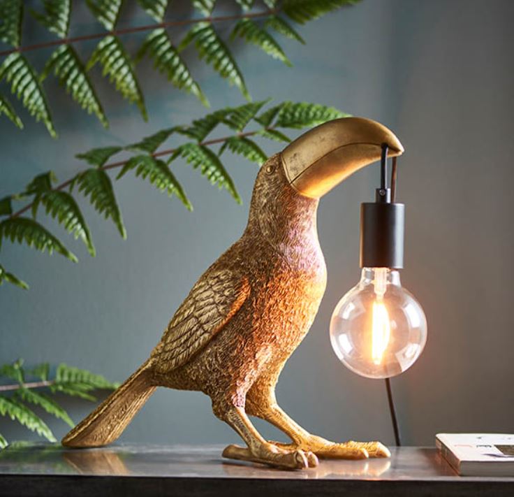 Toucan Table Lamp in Gold and Silver