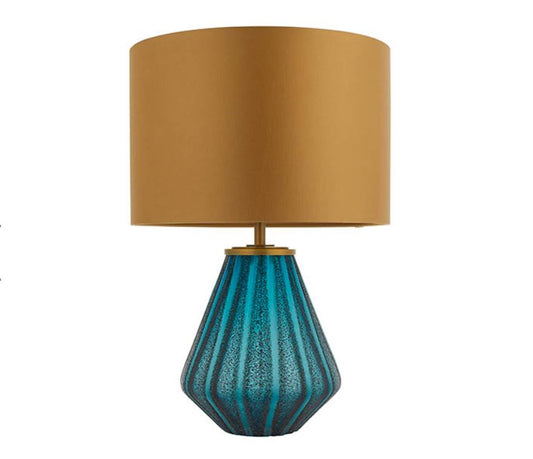 Turquoise Glass Lamp with Shade