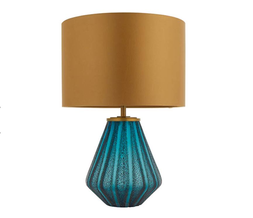 Lampe en verre turquoise avec abat-jour