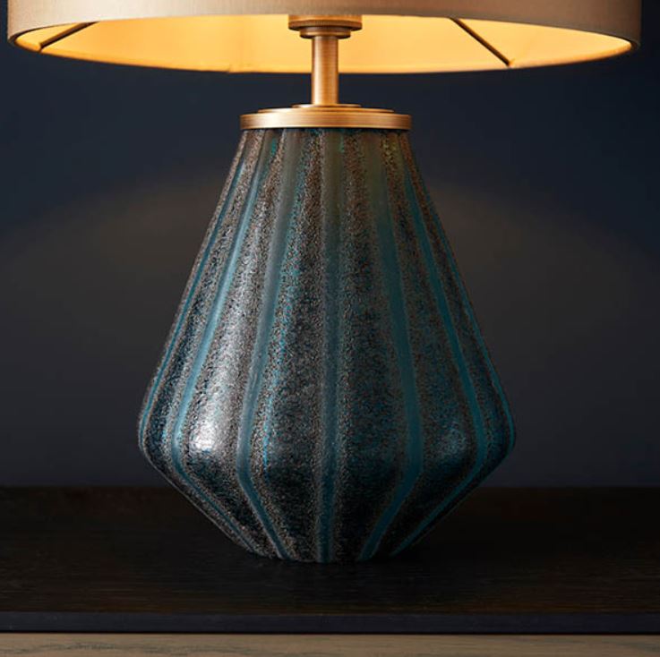 Turquoise Glass Lamp with Shade