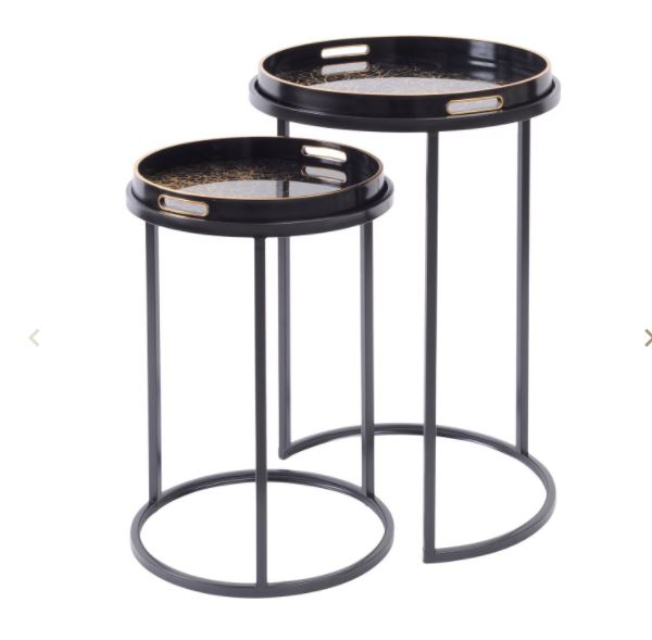 Coral Design Nesting Side Tables Set of Two Tray