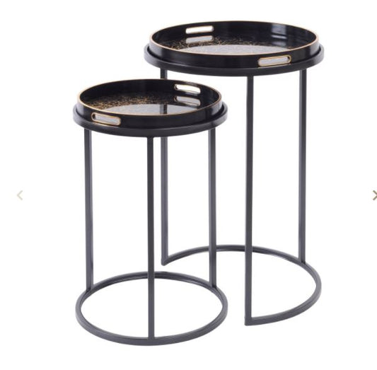 Coral Design Nesting Side Tables Set of Two Tray