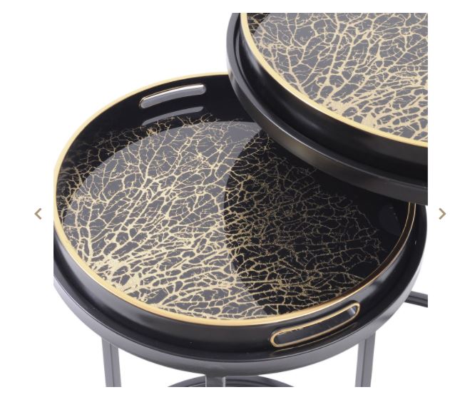 Coral Design Nesting Side Tables Set of Two Tray