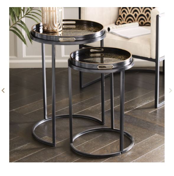 Coral Design Nesting Side Tables Set of Two Tray
