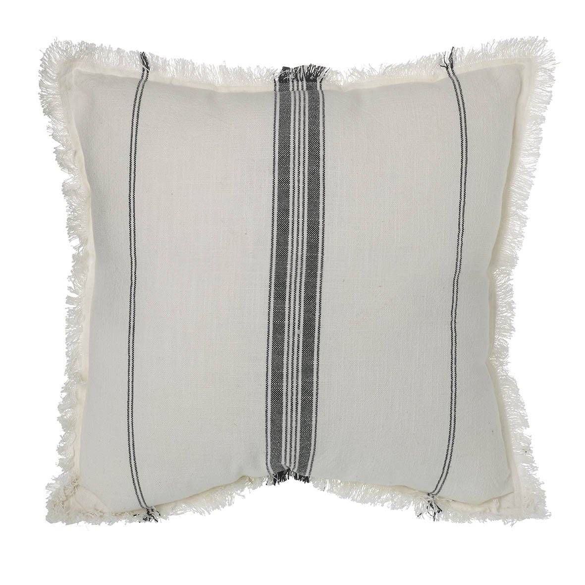 Coussin à rayures blanc/gris 50x50cm