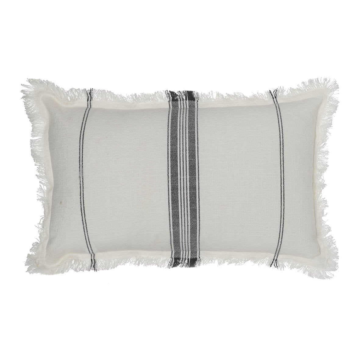 Coussin à rayures blanc/gris 60x30cm