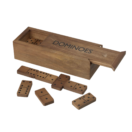 Dominos on Brown Mango Wood