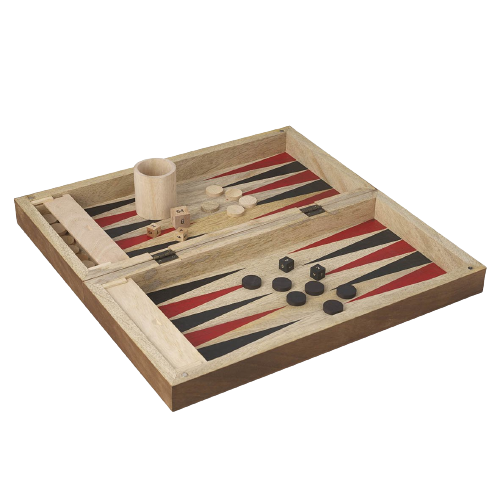 Backgammon Game on Brown Mango Wood