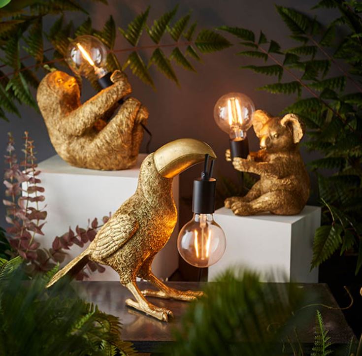Koala Table Lamp in Gold and Silver