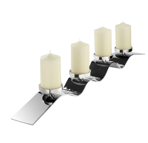Nickel Wave Candle Holder Large