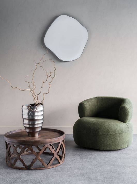 Miroir avec cadre en métal organique, finition en bois de chêne, différentes tailles