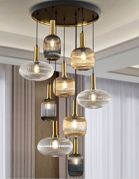 Montana Schwarz &amp; Gold 9-Lampen-Licht