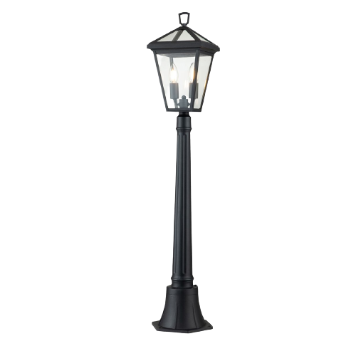 2 Light Pillar Lantern In Museum Black Finish IP44