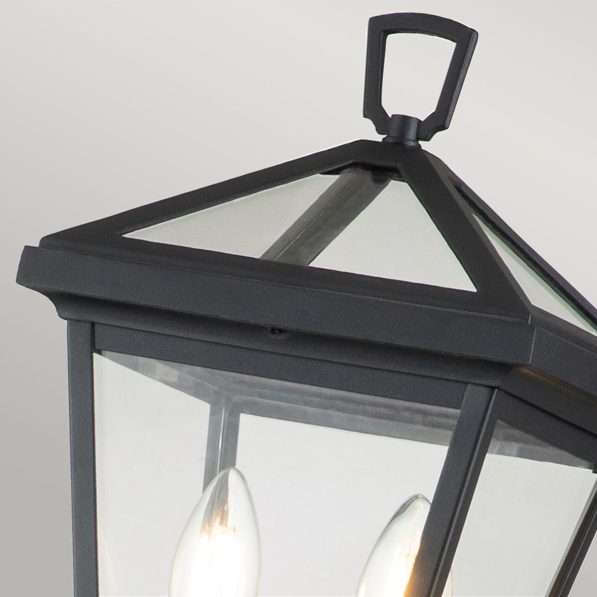2 Light Pillar Lantern In Museum Black Finish IP44