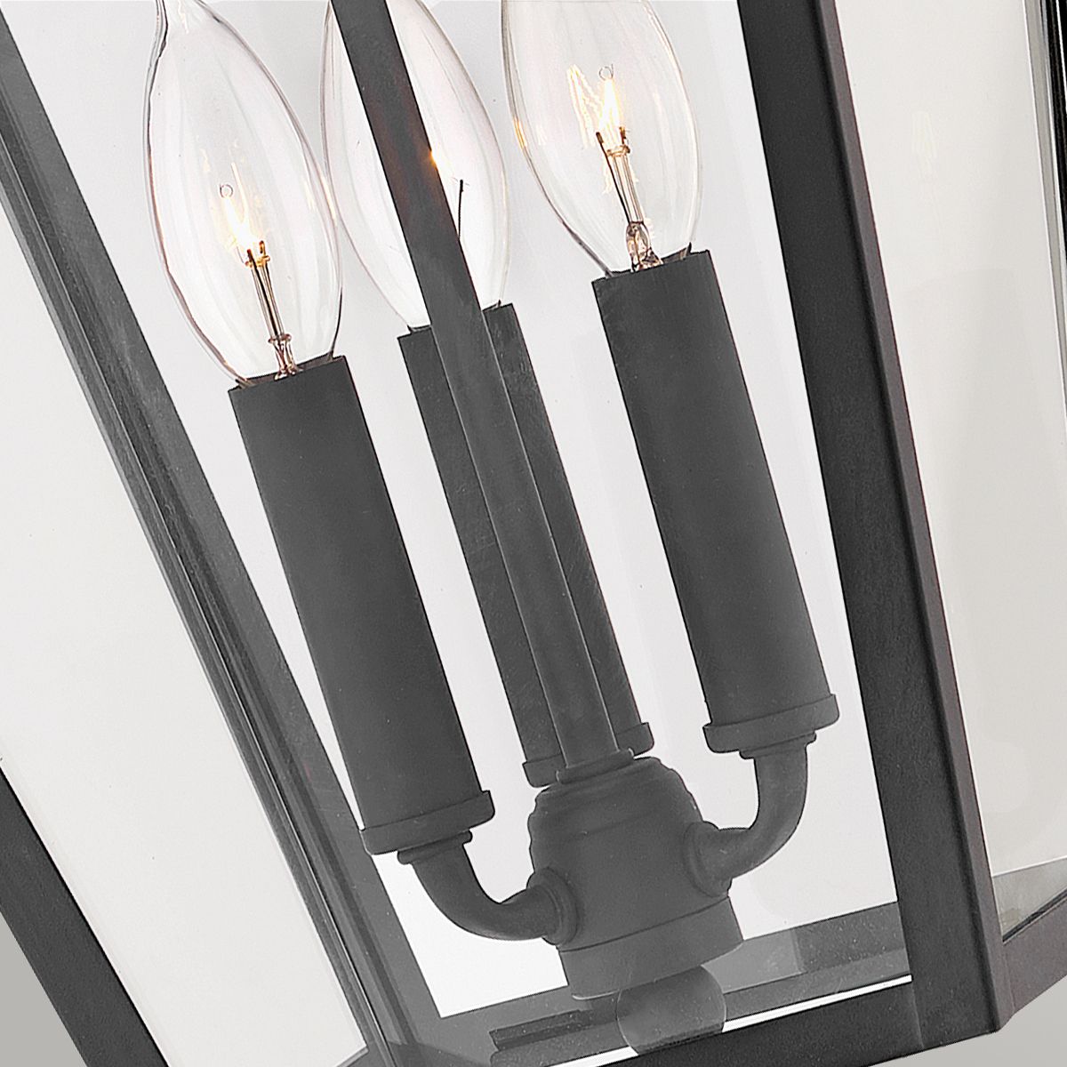 3 Light Large Chain Lantern In Museum Black Finish IP44