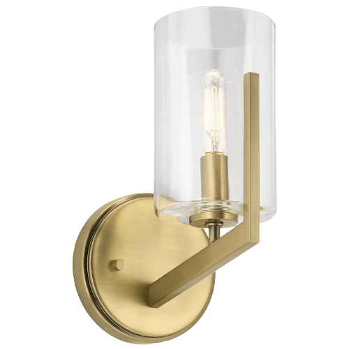 Single Wall Light in Brushed Natural Brass Finish