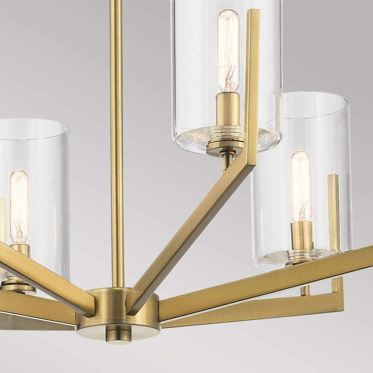 6 Light Ceiling Chandelier in Brushed Natural Brass Finish