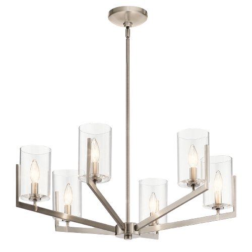 6 Light Ceiling Chandelier in Classic Pewter Finish