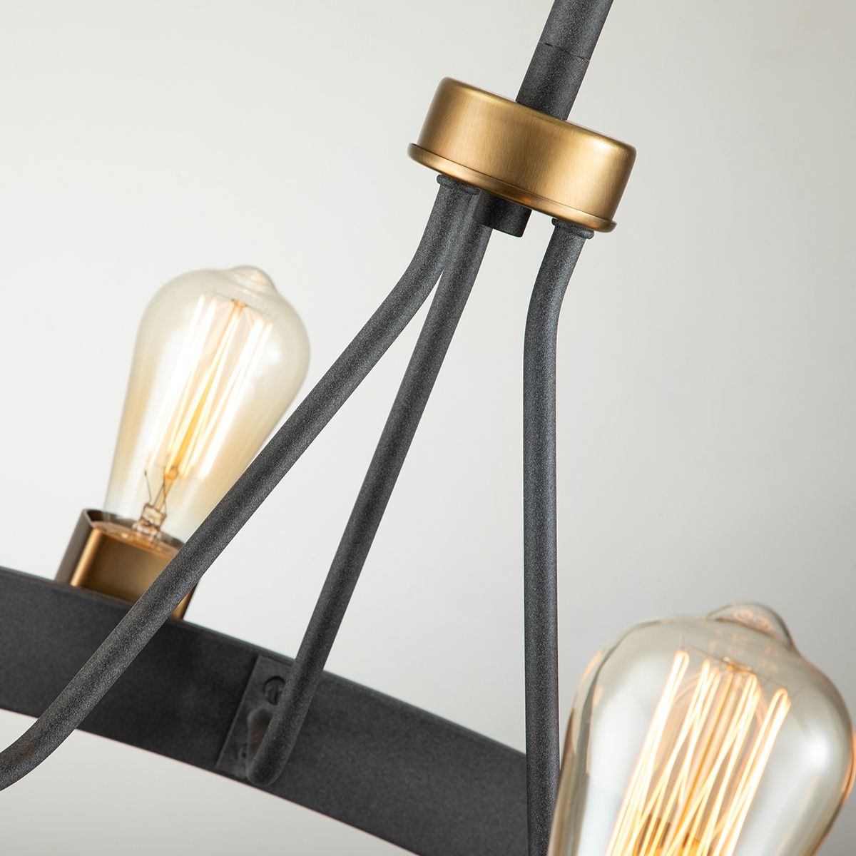4 Light Ceiling Light In Aged Zinc And Heritage Brass Finish