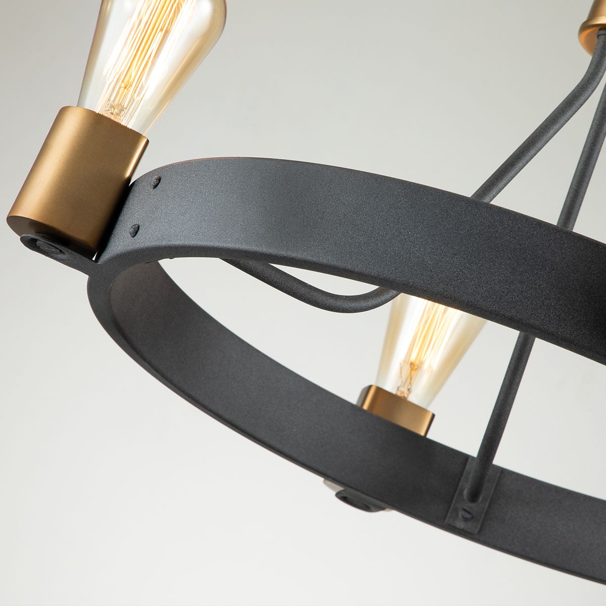 4 Light Ceiling Light In Aged Zinc And Heritage Brass Finish