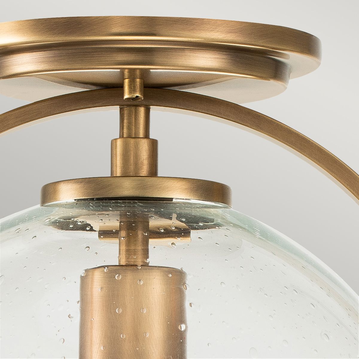 Flush Ceiling Light In Heritage Brass With Clear Glass