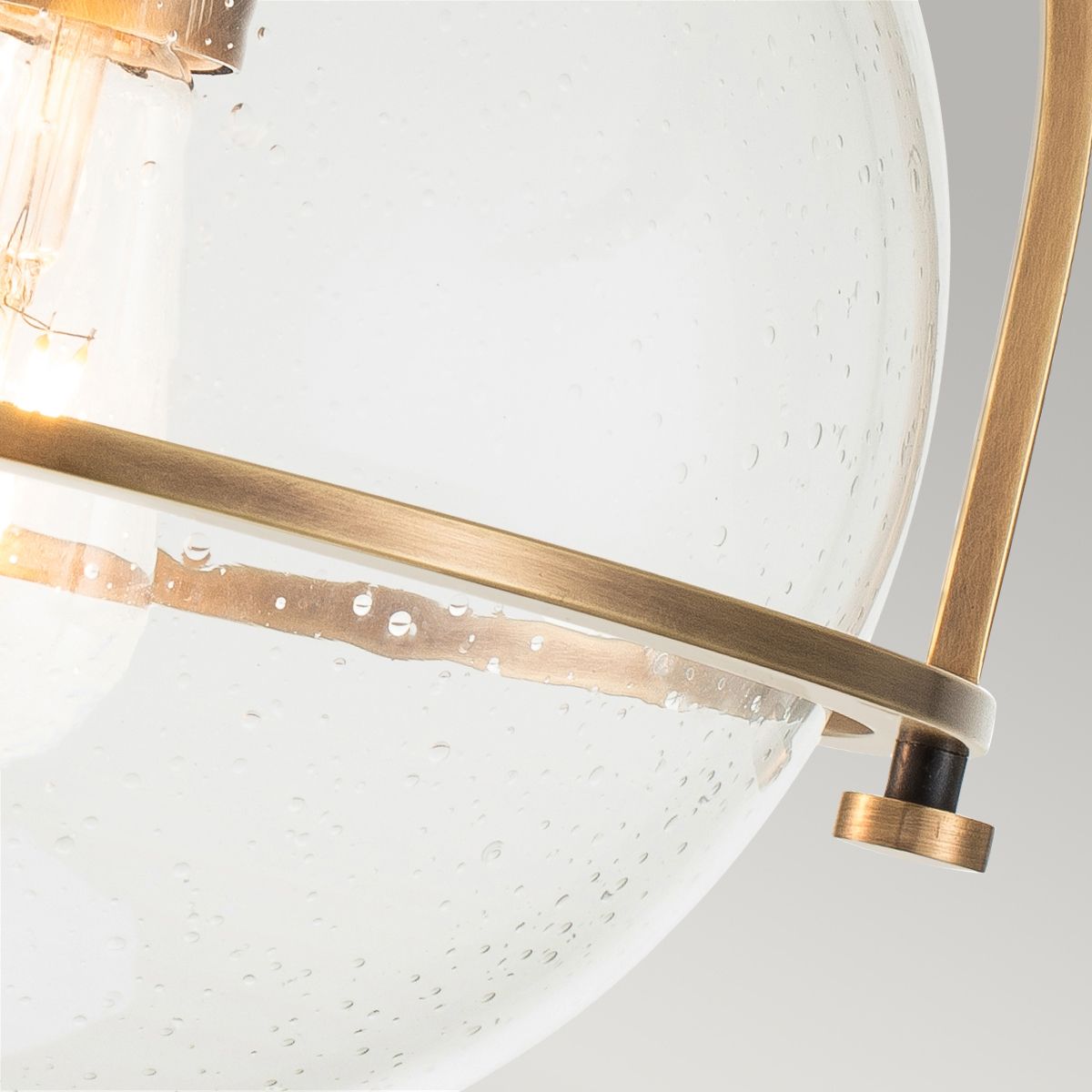 Flush Ceiling Light In Heritage Brass With Clear Glass