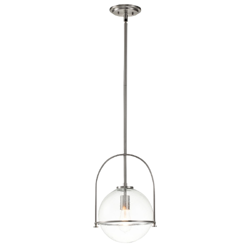 Deckenpendelleuchte aus gebürstetem Nickel mit klarem Glas