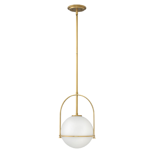 Ceiling Pendant In Heritage Brass With Opal Glass