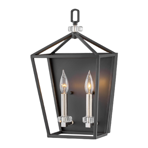 Twin Wall Light In Black And Polished Nickel Finish