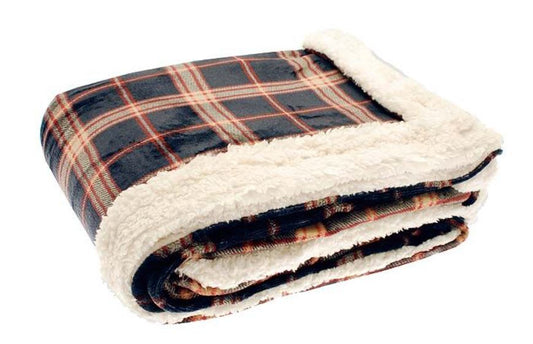 Check sherpa flannel throw midnight