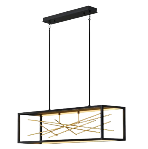 LED-Insel-Pendelleuchte mit schwarzem und goldenem Finish