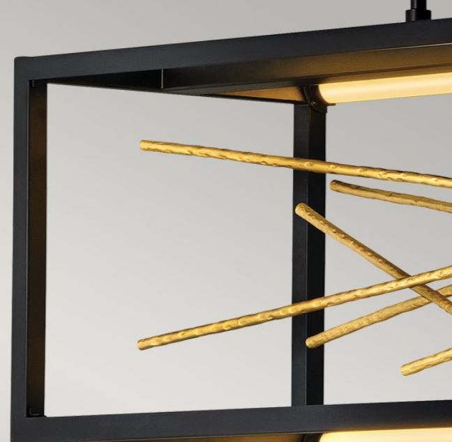LED-Insel-Pendelleuchte mit schwarzem und goldenem Finish