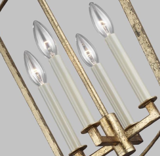 Luminaire suspendu lanterne doré antique, 4 lumières